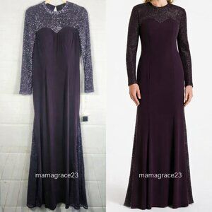 Alyce Long Sleeve Hand Beaded Mother of The Bride Formal Dress Gown Eggplant 8